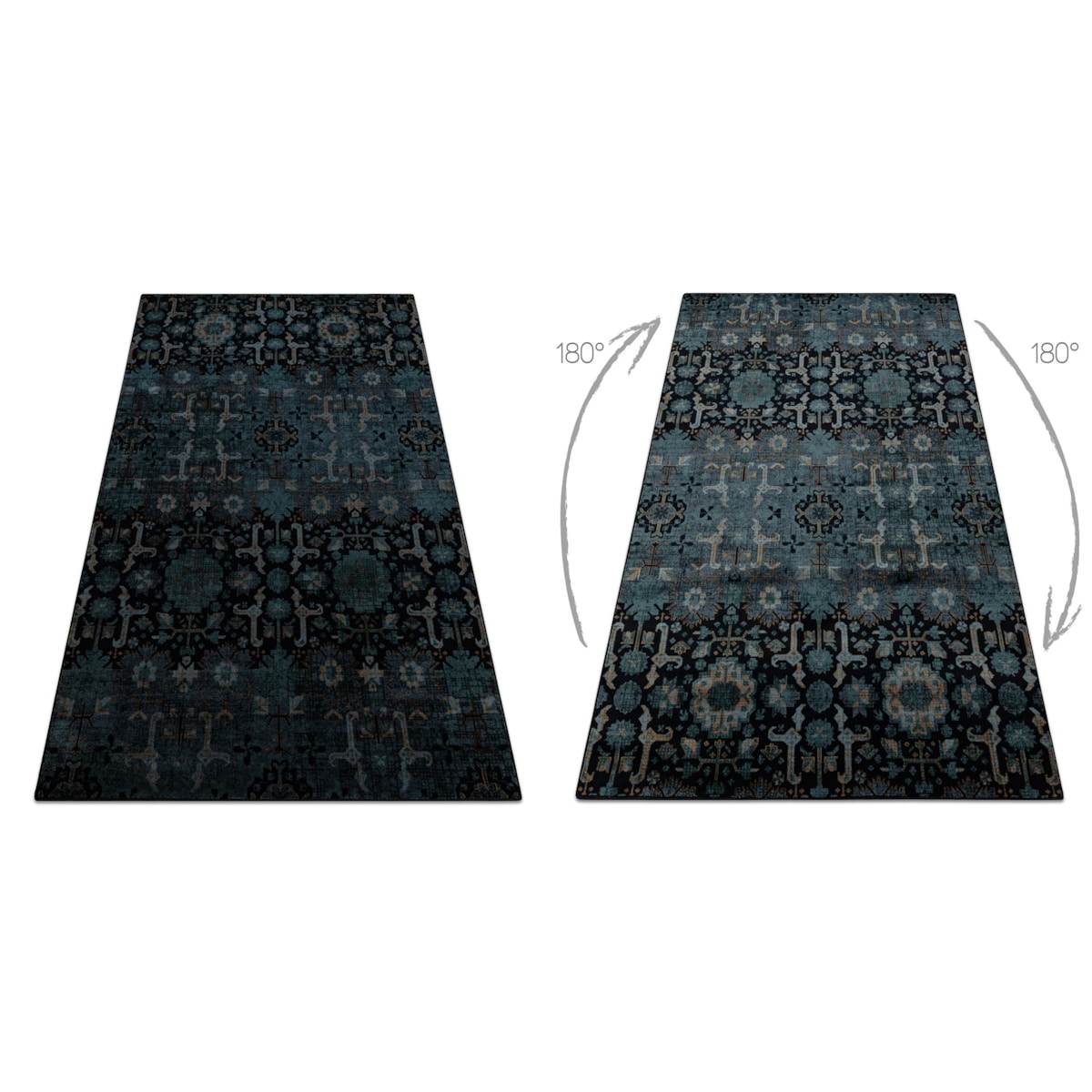 Dywan wełniany OMEGA KARAJA kwiaty granat 235x350 cm