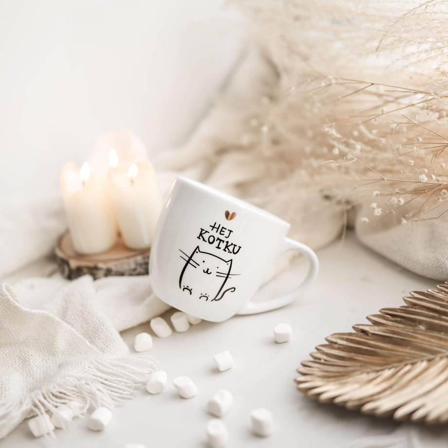 Kubek 300 ml - Hej kotku ZŁOTE SERCE