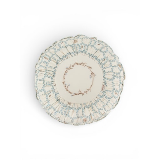 Poduszka dekoracyjna okrągła z haftem Blue Cottage