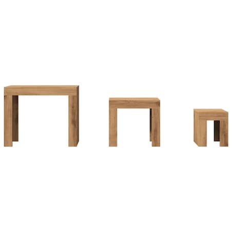 vidaXL Stoliki kawowe, wsuwane jeden po drugi, 3 szt., dąb artisan