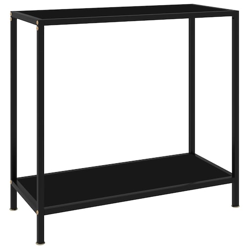 vidaXL Stolik konsolowy, czarny, 80x35x75 cm, szkło hartowane