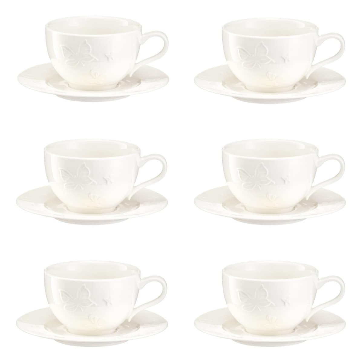 VILLA ITALIA Komplet filiżanek do kawy porcelanowych 200 ml 6 sztuk VANESSA