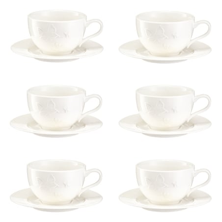 VILLA ITALIA Komplet filiżanek do kawy porcelanowych 200 ml 6 sztuk VANESSA
