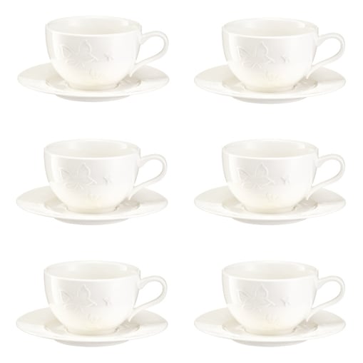 VILLA ITALIA Komplet filiżanek do kawy porcelanowych 200 ml 6 sztuk VANESSA