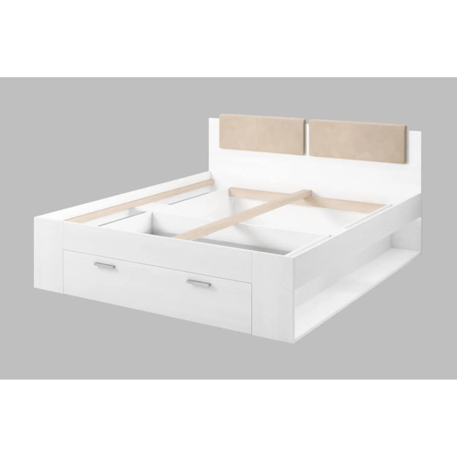 Łóżko GALAXY 140x200 abisko ash z szufladą i tapicerowanym zagłowiem