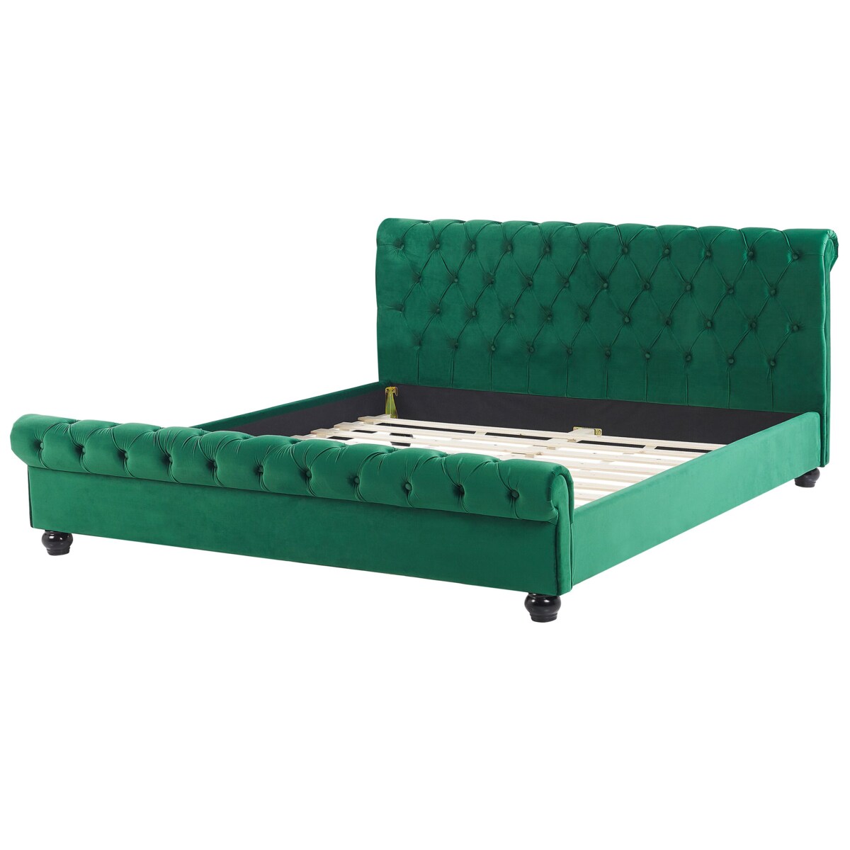 Łóżko welurowe 180 x 200 cm zielone AVALLON