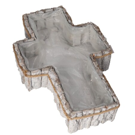 Doniczka Osłonka Drewniana Kora Krzyż Na Grób Ozodba