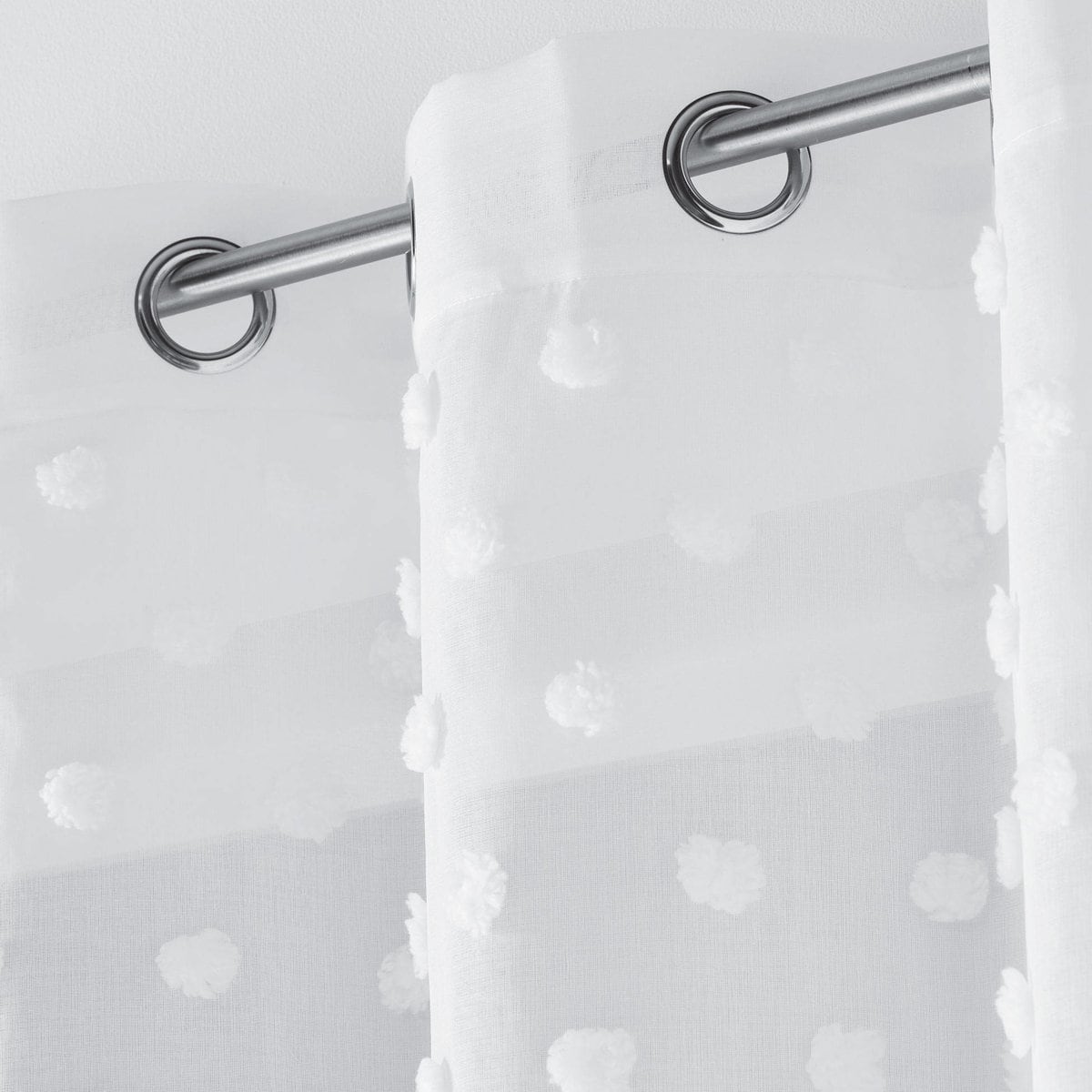 Firanka do salonu ze zdobieniem w kropki, na przelotkach, 140 x 240 cm, Douceur d'intérieur