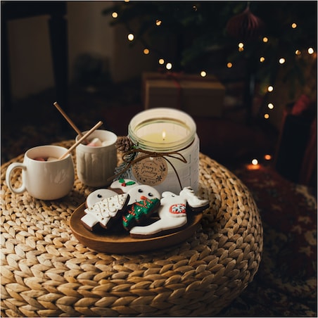 Świeczka Zapachowa Świeca Świąteczna Zapach Drzewny Dekoracja Biała