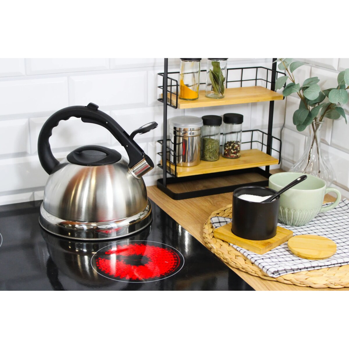 Czajnik stalowy z gwizdkiem tradycyjny indukcja gaz 2.7L srebrny BRUNBESTE BB-1309