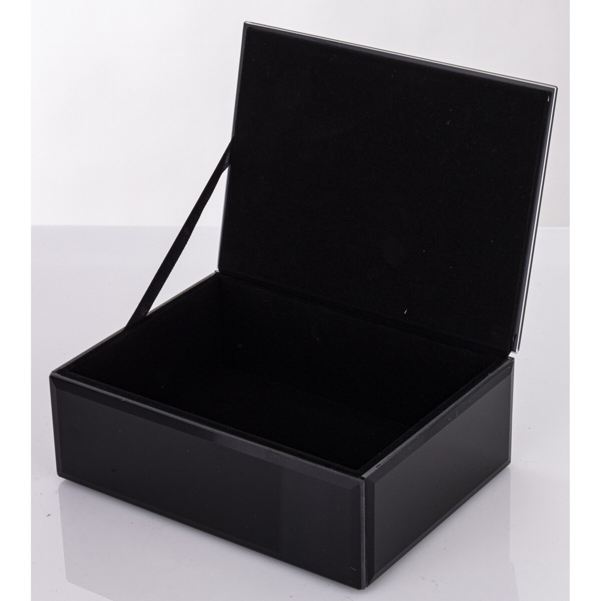 Szkatułka szklana na biżuterię 16x12x6 cm DEKOR AGAT czarna