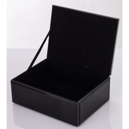 Szkatułka szklana na biżuterię 16x12x6 cm DEKOR AGAT czarna