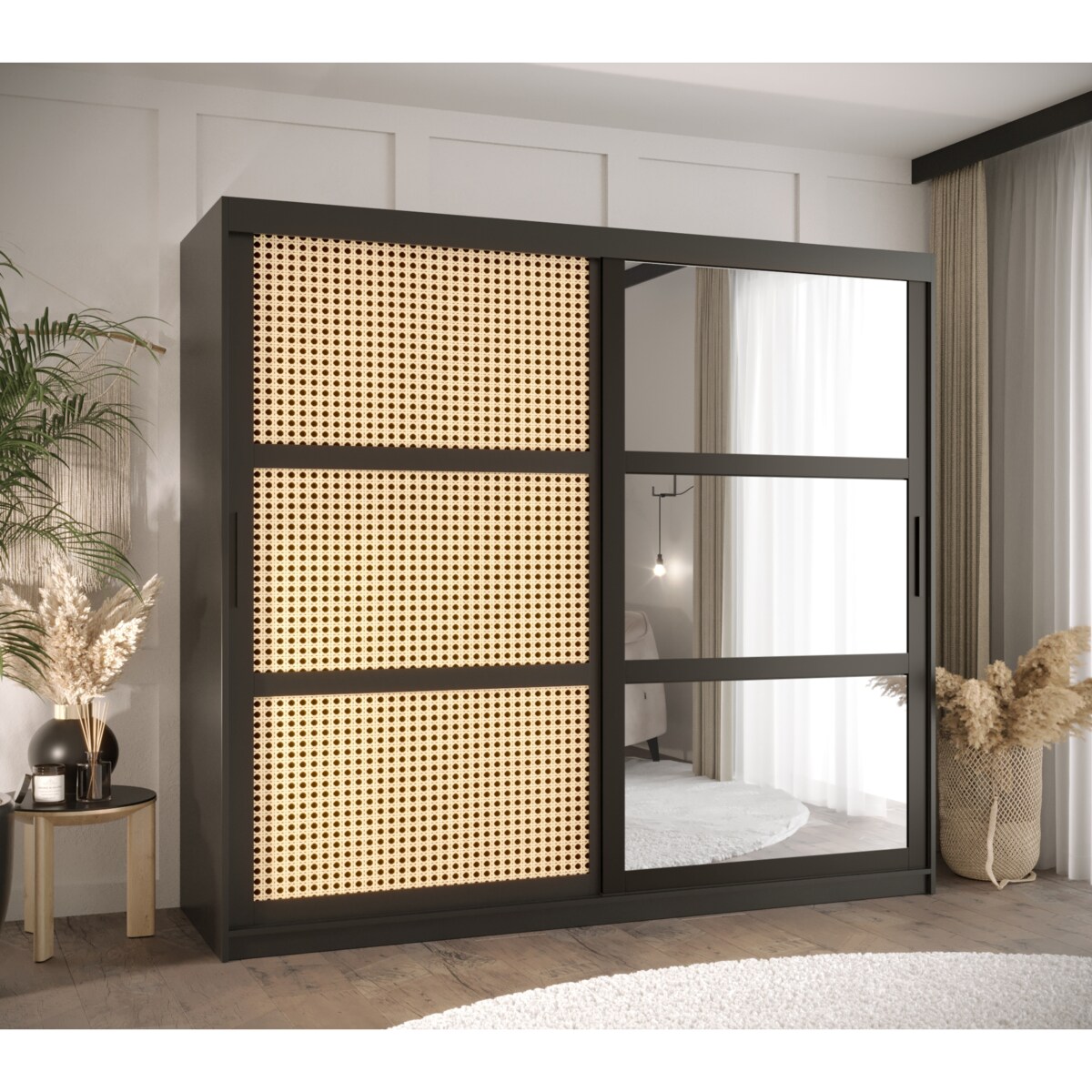 Szafa przesuwna Garderoba PLECIONKA WIEDEŃSKA 2 200 czarny