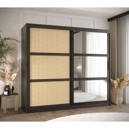 Szafa przesuwna Garderoba PLECIONKA WIEDEŃSKA 2 200 czarny