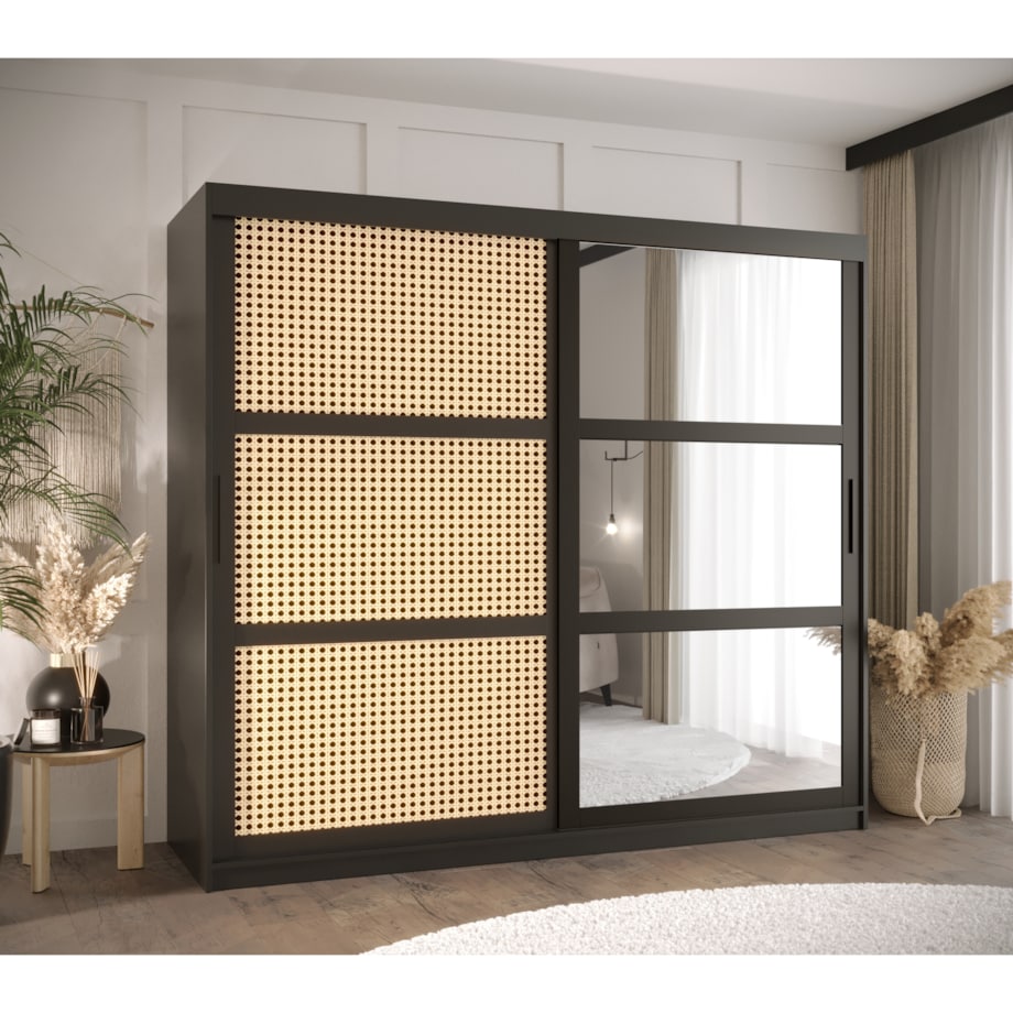 Szafa przesuwna Garderoba PLECIONKA WIEDEŃSKA 2 200 czarny