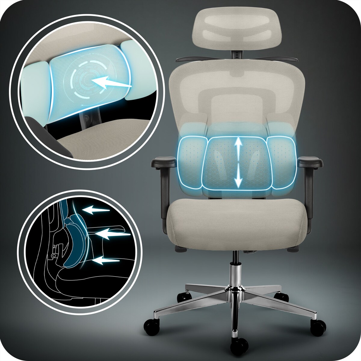 Fotel biurowy obrotowy ergonomiczny krzesło Sofotel Talin szare