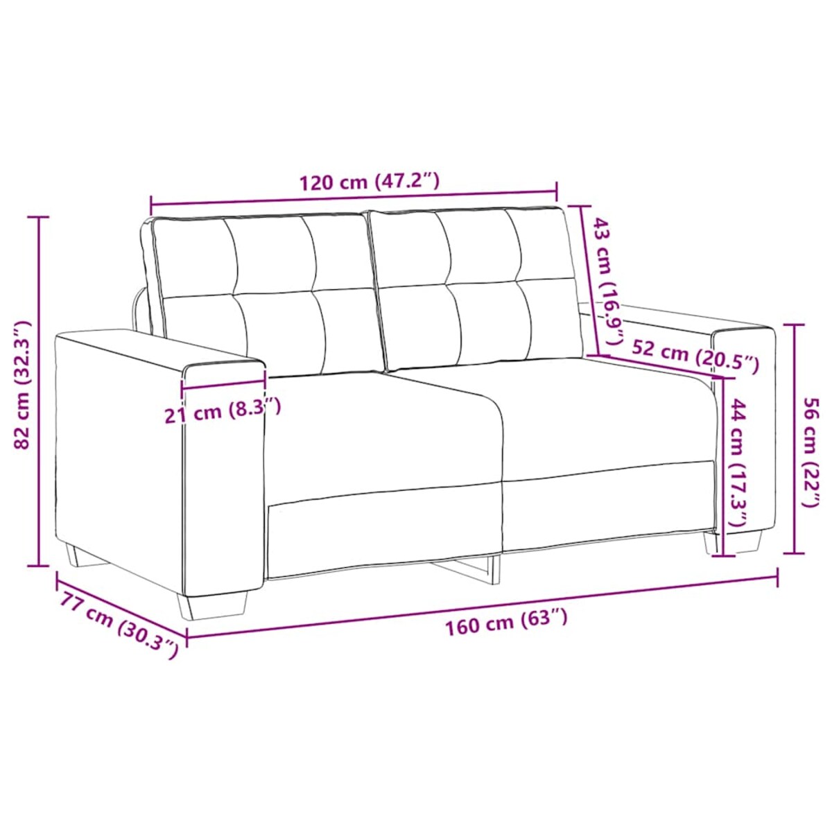 vidaXL Sofa dwuosobowa Ciemnoszara 120 cm Aksamit