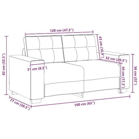 vidaXL Sofa dwuosobowa Ciemnoszara 120 cm Aksamit