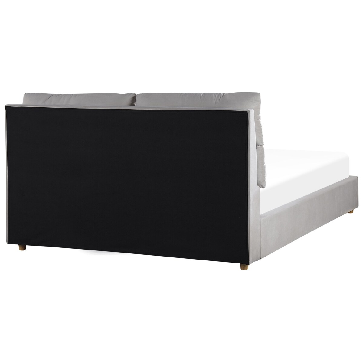 Łóżko z pojemnikiem welurowe 160 x 200 cm jasnoszare BATILLY