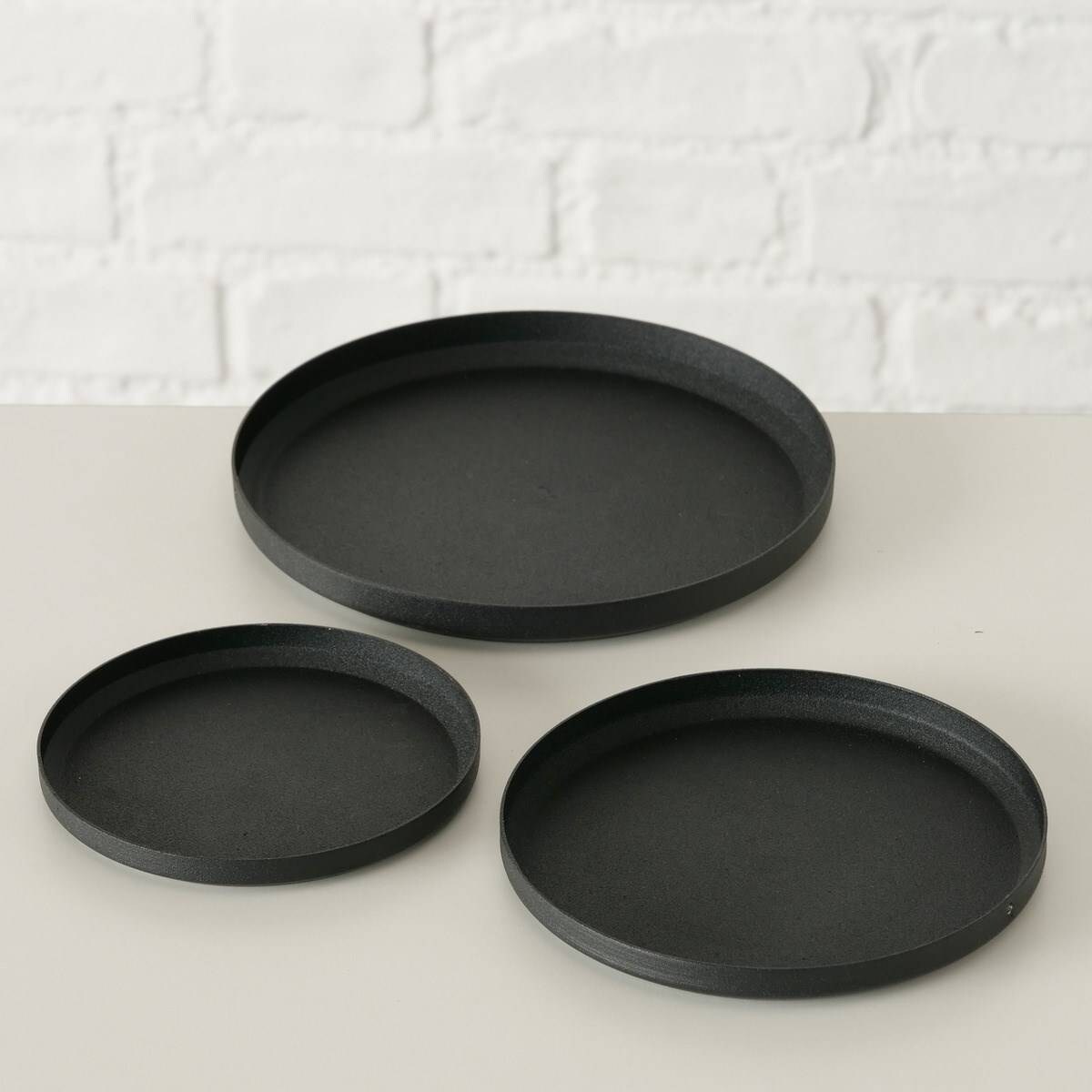 Podstawki na świece Mio, 3 sztuki, czarny mat