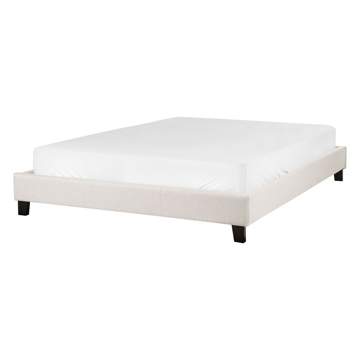 Łóżko tapicerowane ze stelażem jasnobeżowe 140 x 200 cm ROANNE