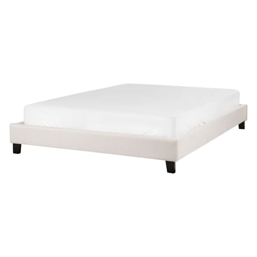 Łóżko tapicerowane ze stelażem jasnobeżowe 140 x 200 cm ROANNE