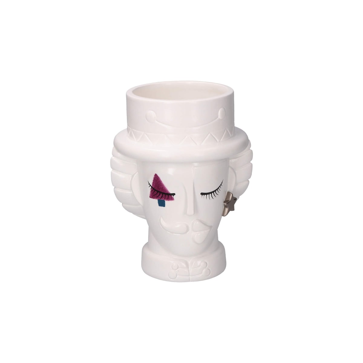 Osłonka na doniczkę "Dziadek do orzechów" Unafestaatema - Biały, 19 cm