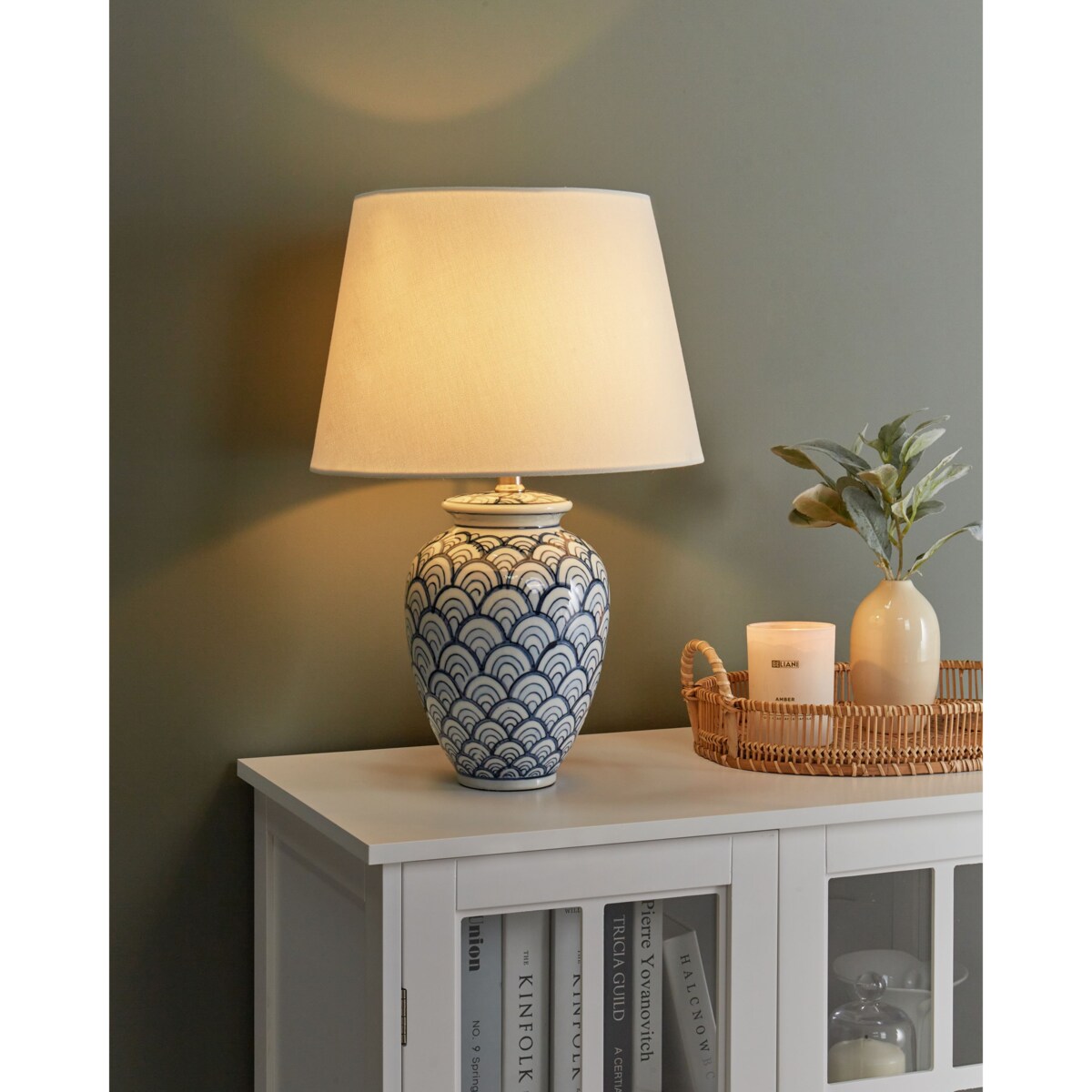 Lampa stołowa JAUCA Porcelana Biały/ niebieski