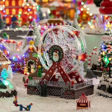 Obrotowa dekoracja świąteczna LED, diabelski młyn, 28x23x16 cm