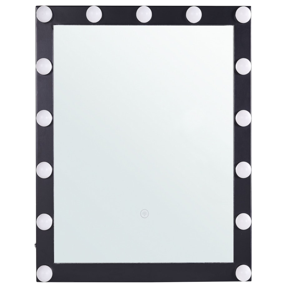 Metalowe lustro ścienne LED 50 x 60 cm czarne ODENAS