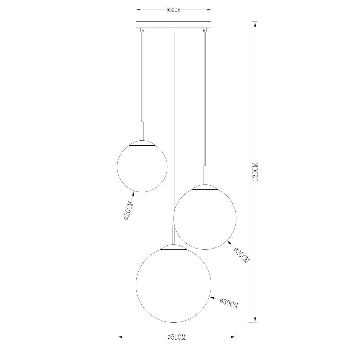 LAMPA wisząca VARUS 15855-3 Globo szklana OPRAWA zwis kaskada kule balls złote przezroczyste