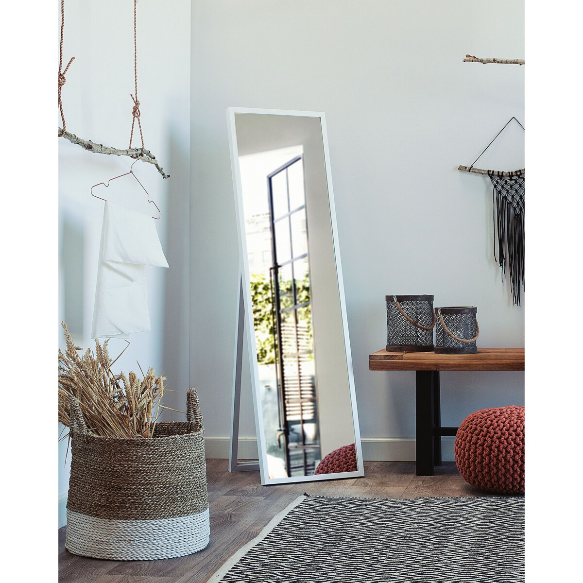 Lustro stojące 40 x 140 cm białe TORCY