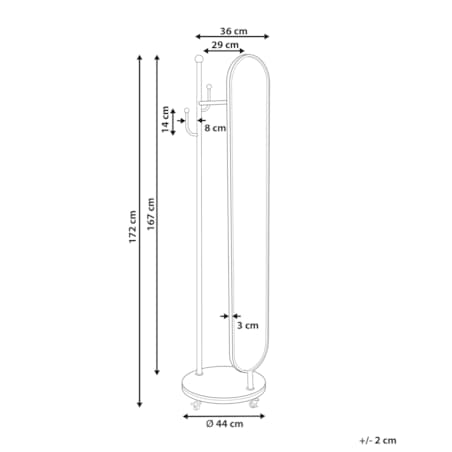 Wieszak stojący z lustrem złoty LORENA
