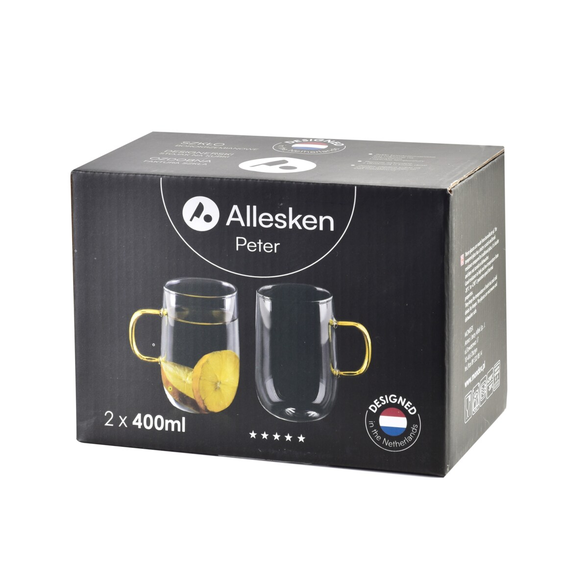 PETER Komplet 2 kubków termicznych 400ml 10.5x7.2xh11cm szare