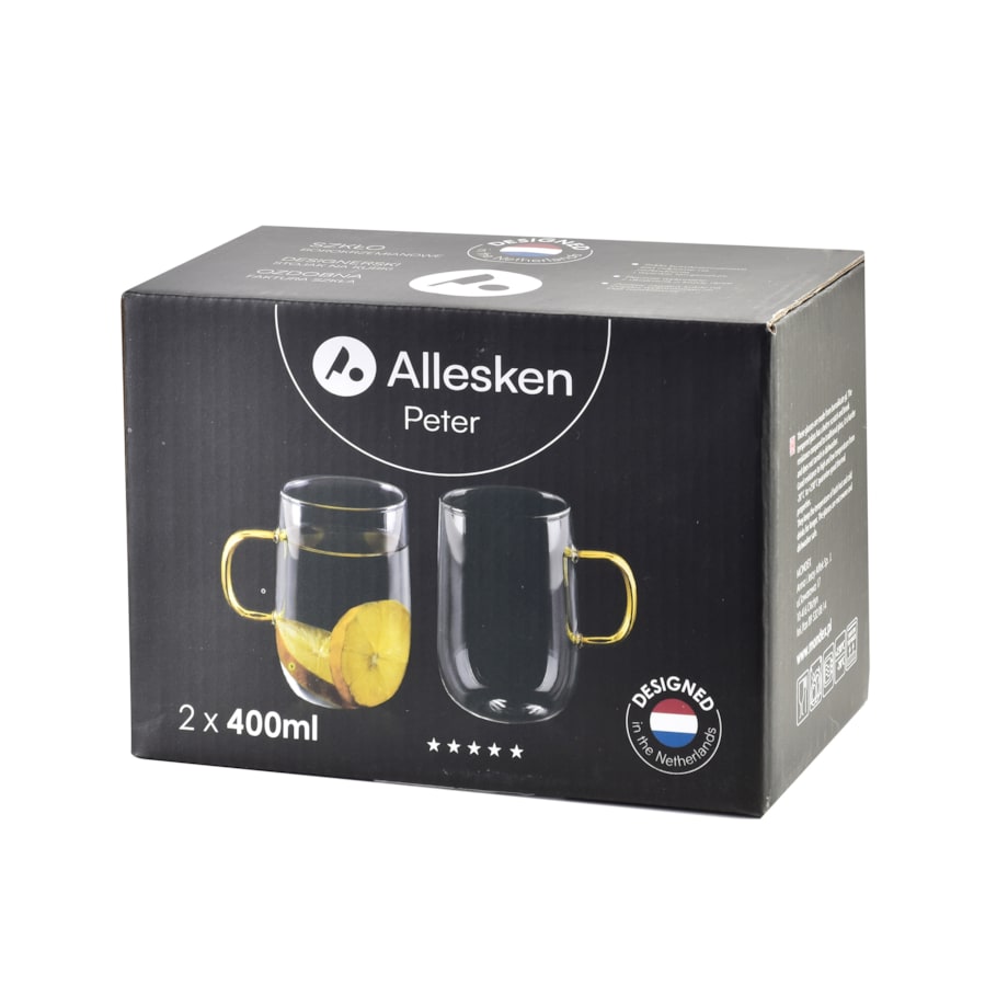 PETER Komplet 2 kubków termicznych 400ml 10.5x7.2xh11cm szare