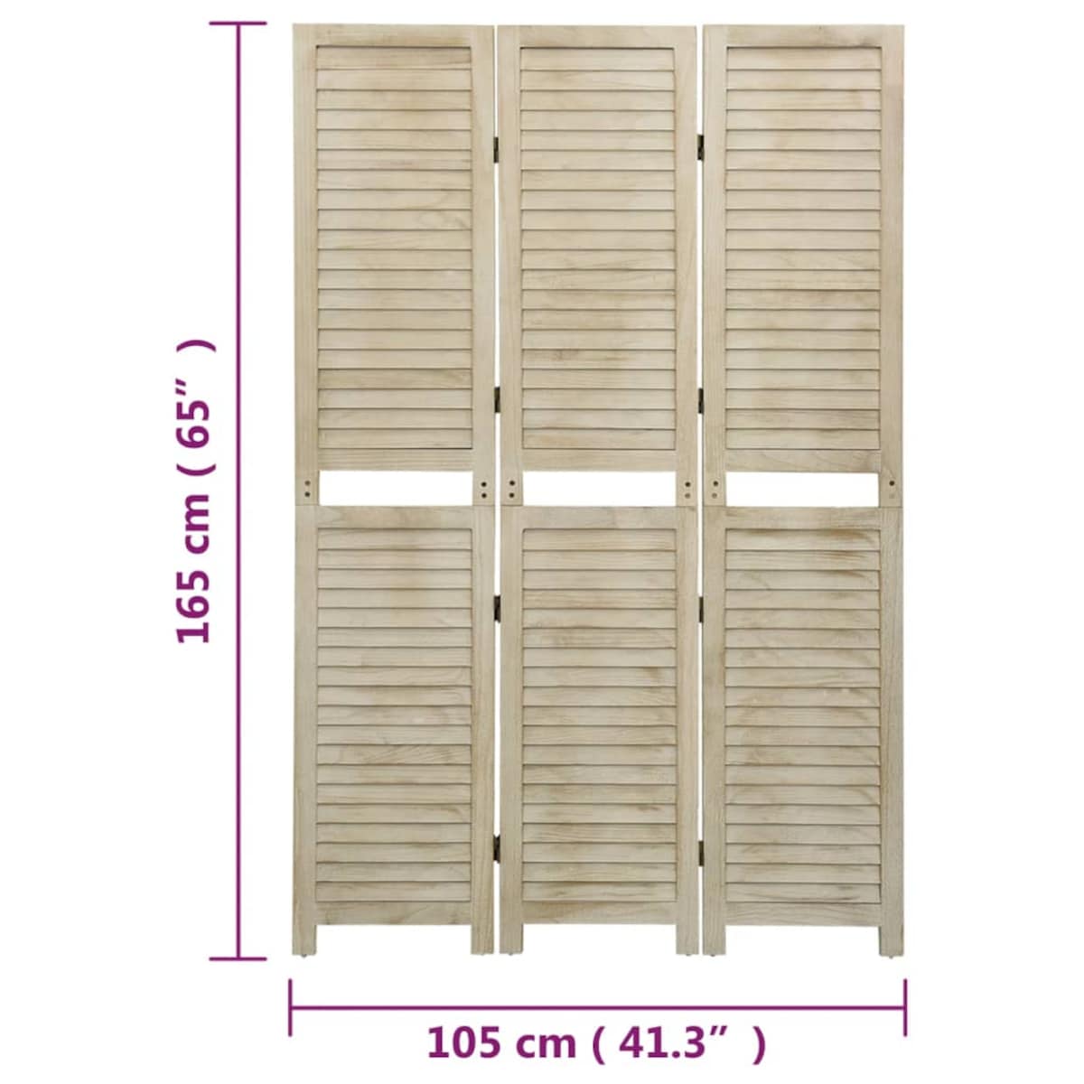 vidaXL Parawan 3-panelowy, 105x165 cm, lite drewno paulownia