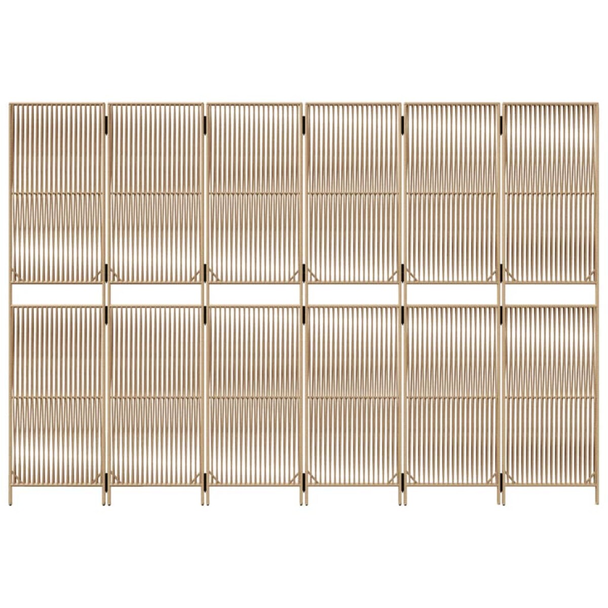 vidaXL Parawan 6-panelowy, beżowy, polirattan