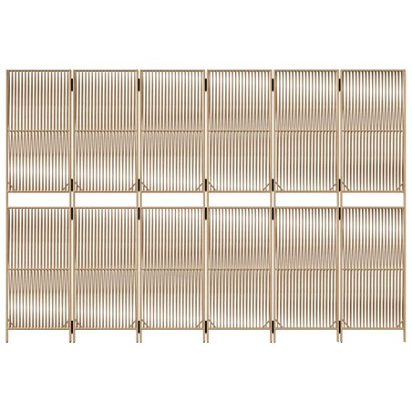 vidaXL Parawan 6-panelowy, beżowy, polirattan