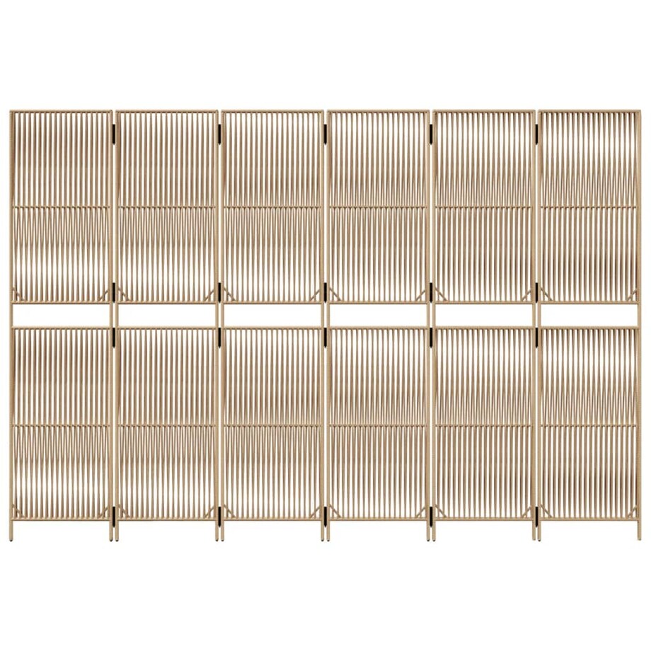 vidaXL Parawan 6-panelowy, beżowy, polirattan