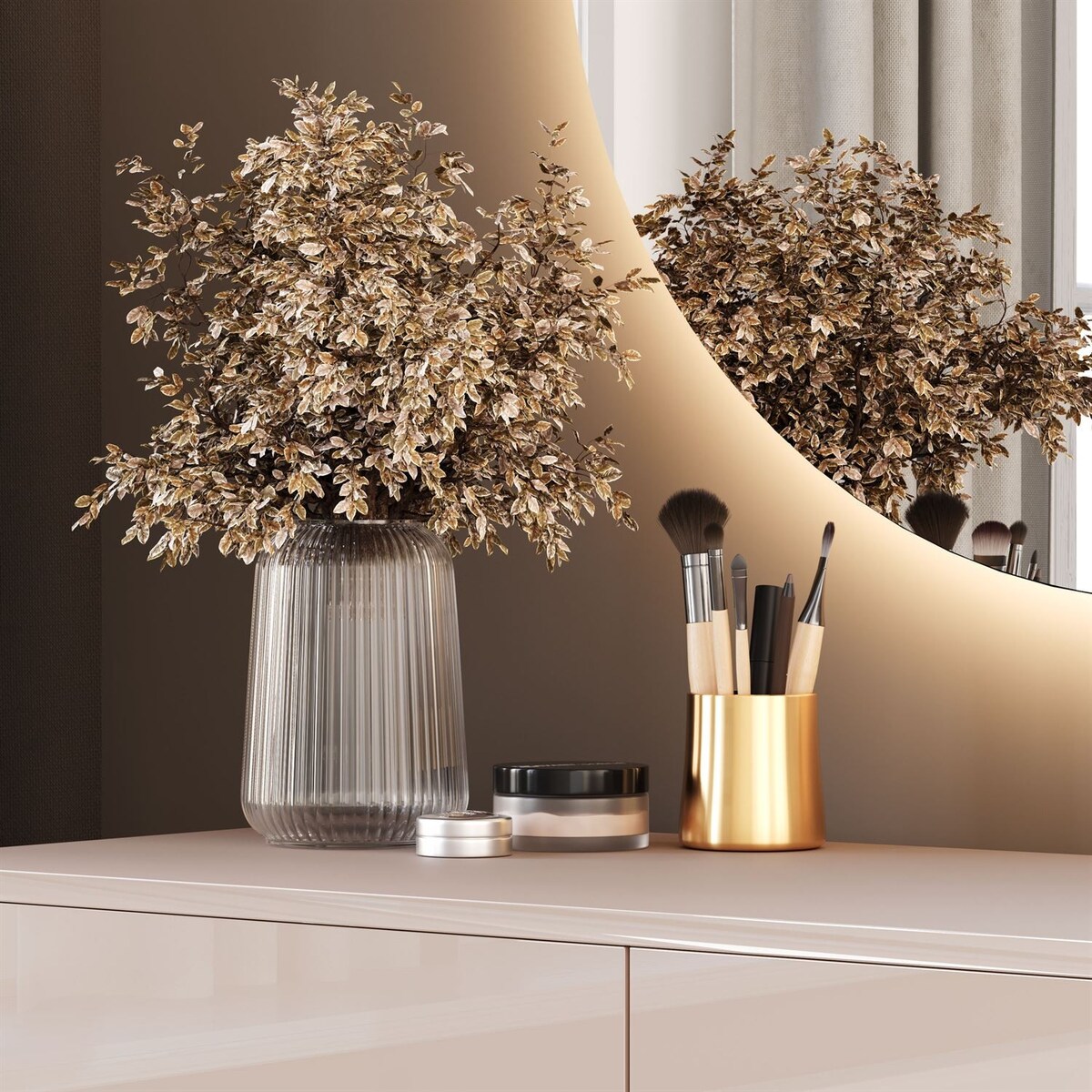 Toaletka SIENNA GLAMOUR KASZMIR z lustrem LED, push-to-open