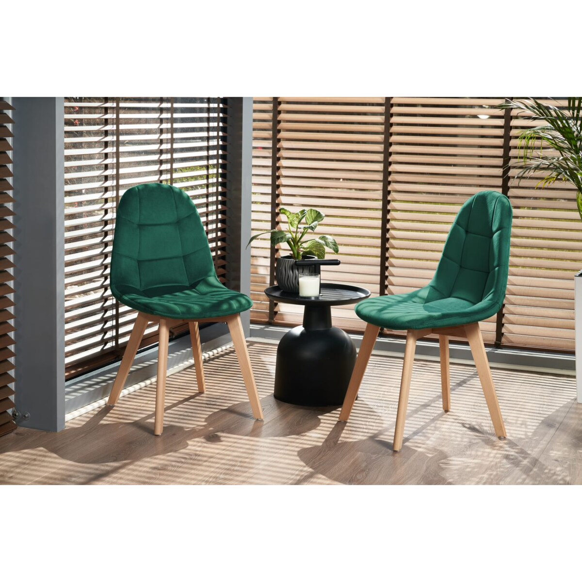 Krzesło tapicerowane welurowe COLIN zielone