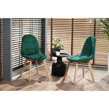 Krzesło tapicerowane welurowe COLIN zielone
