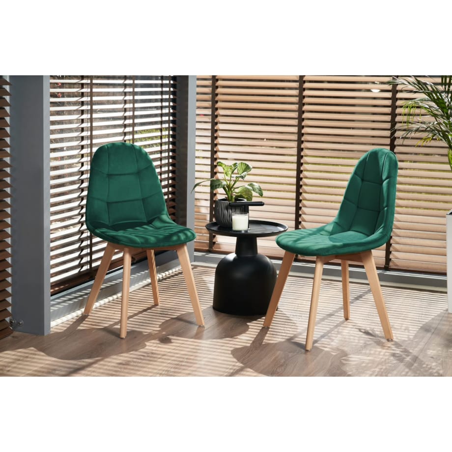 Krzesło tapicerowane welurowe COLIN zielone
