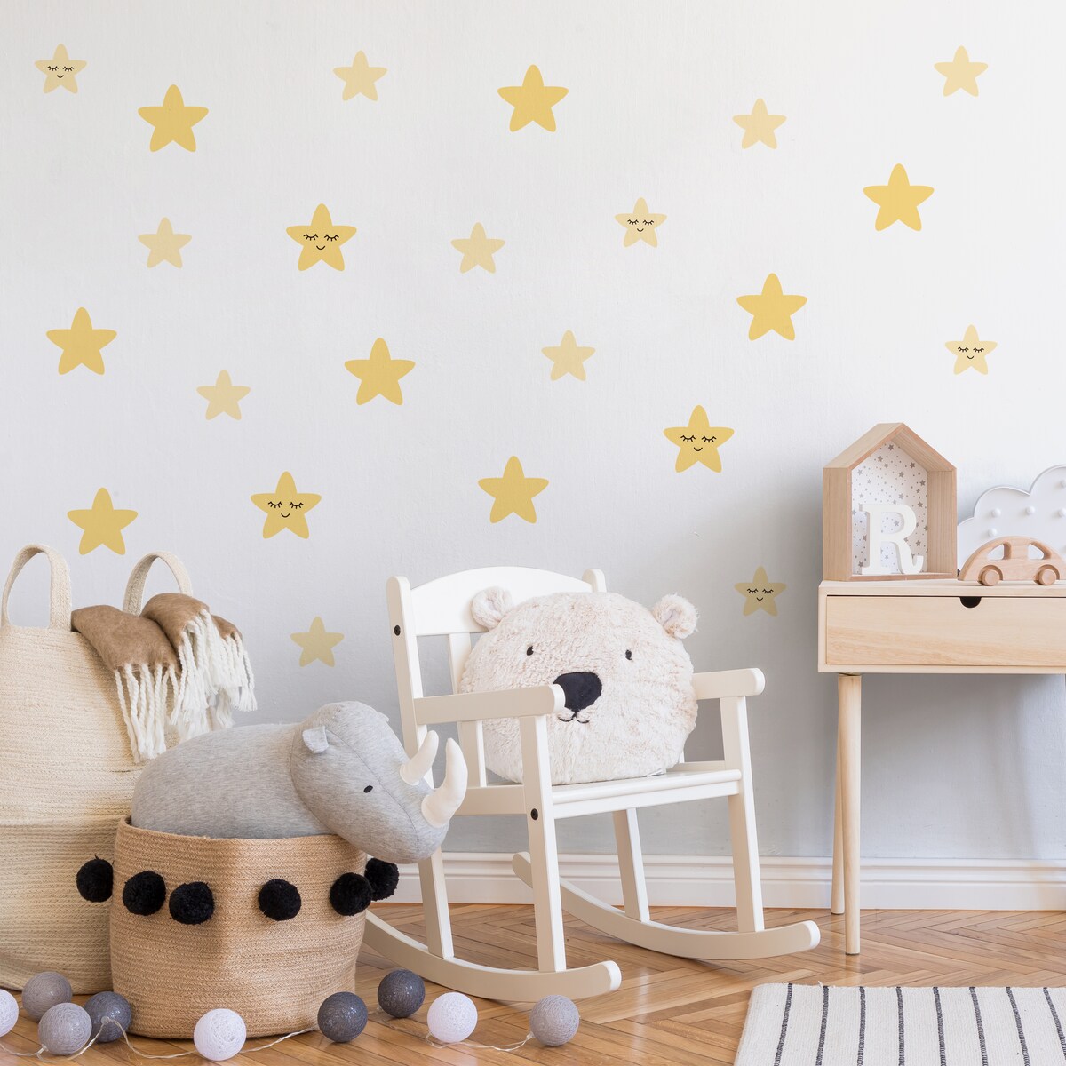 Naklejki Ścienne Żółte GWIAZDY Gwiazdeczki Dla Dzieci Styl Boho ZESTAW 120x60cm