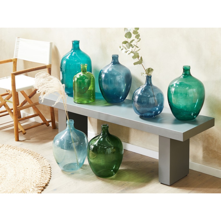 Wazon na kwiaty szklany 39 cm niebieski ROTI