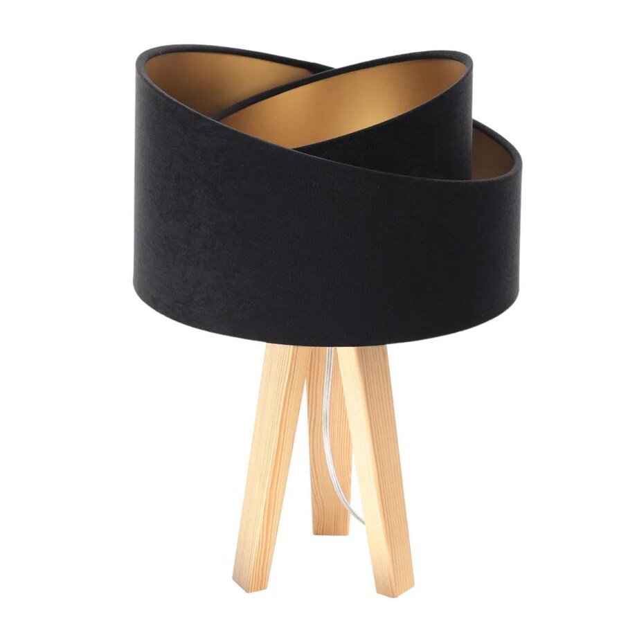 Lampa stołowa GEMSTONE czarna/złota/sosna