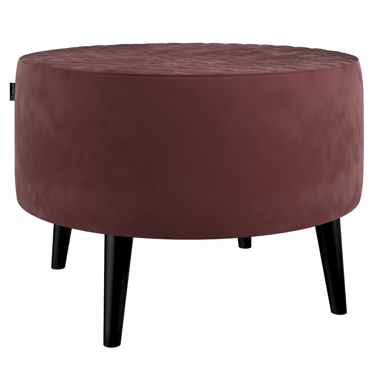 Podnóżek okrągły pikowany, bordowy, Ø60 x 40 cm, Velvet