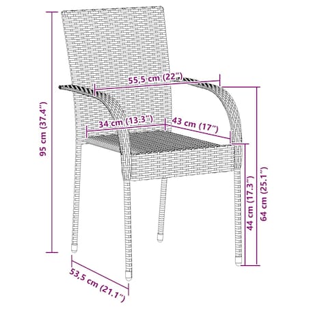 vidaXL Sztaplowane krzesła ogrodowe, 2 szt., polirattan, czarne