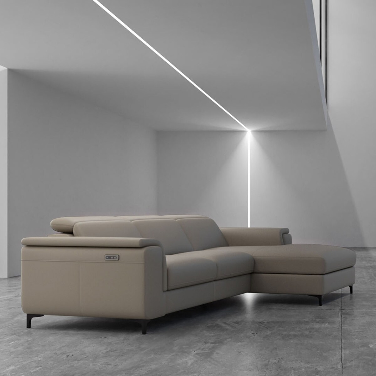 Sofa narożna Brito brązowa z funkcją relaksu