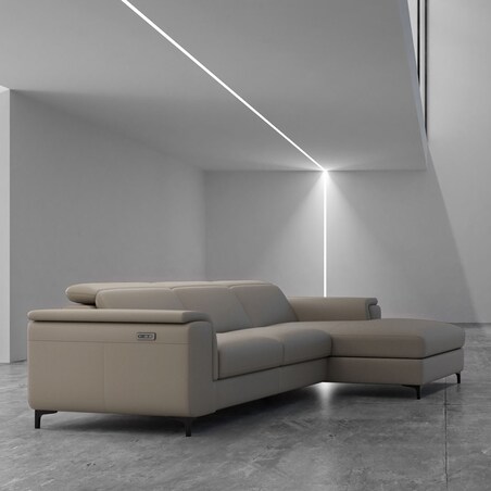 Sofa narożna Brito brązowa z funkcją relaksu